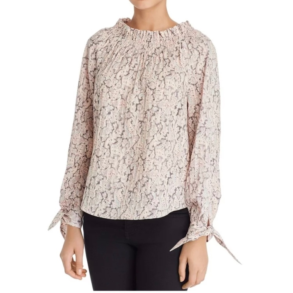 Rebecca Taylor La Vie Smocked Neckline Pullover Blouse